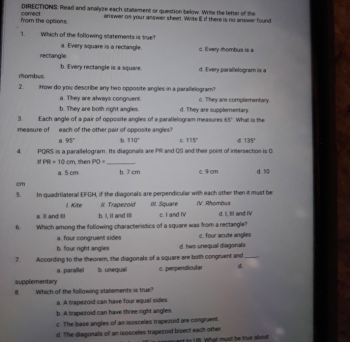 A parallelogram must be a rhombus if its diagonals