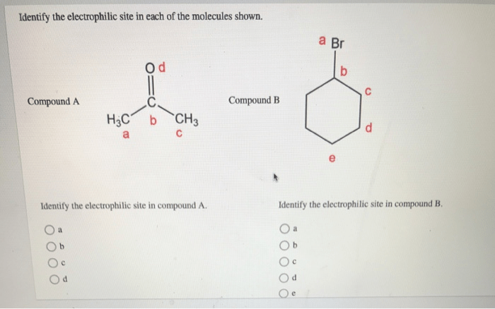 Identify the electrophilic site in the following molecule.