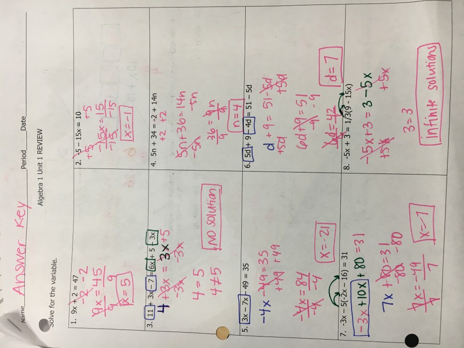 Unit 2 test study guide equations and inequalities answer key